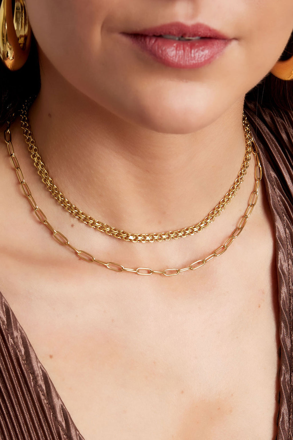 Gliederkette einfach Goldfarbe Edelstahl
