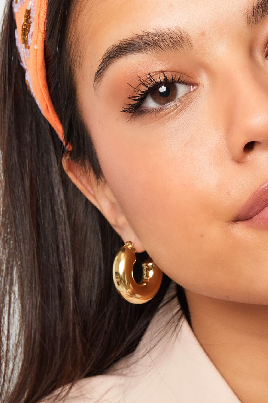 Ohrstecker halbrund Basic groß Goldfarbe Edelstahl