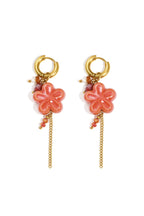 Elegant Red and Dark Brown Flower Drop Earrings