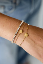 Stylish Gold Multi-Layered Heart Charm Bracelet