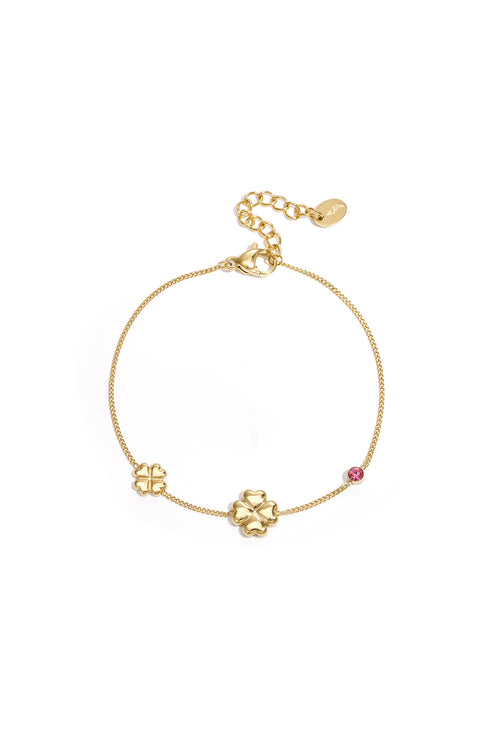 Armband mit Kleeblättern und farbigen Steinen