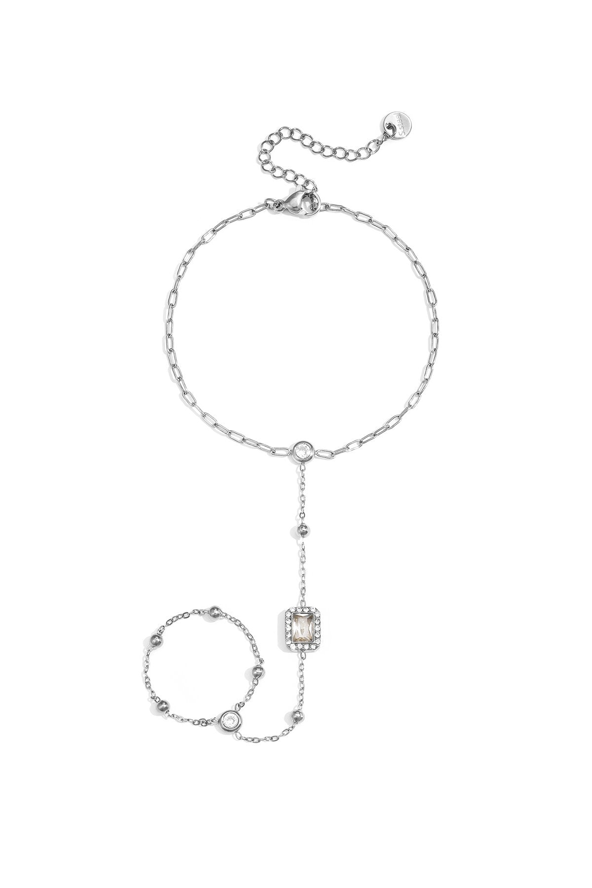 Handkette mit gerahmtem Statement-Stein