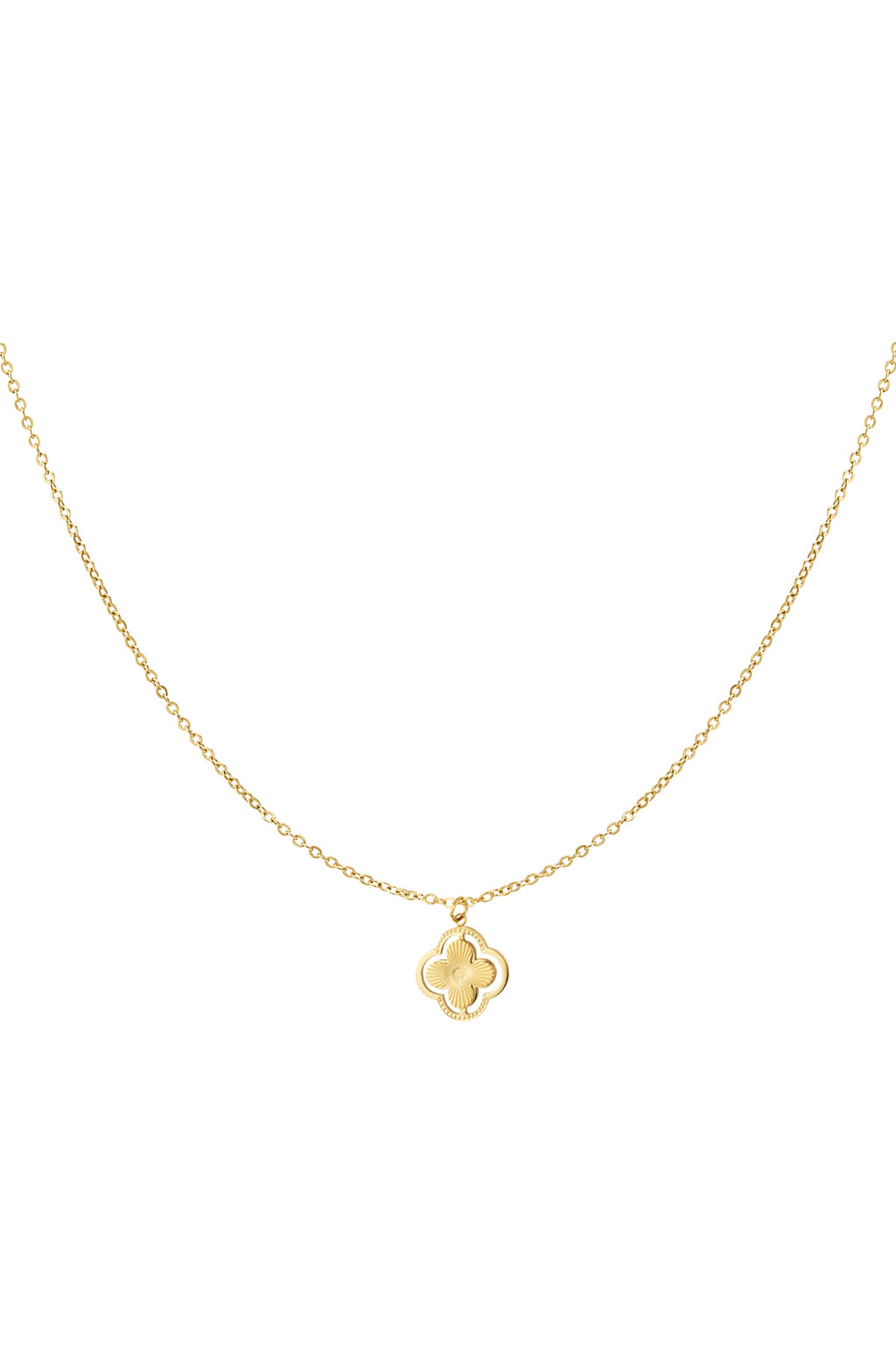 Halskette mit doppeltem Kleeblatt – Goldfarbe - Goldfarbefarbe