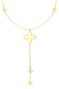 Lange Halskette mit verschiedenen Kleeblatt-Anhängern – Goldfarbe  - Goldfarbefarbe