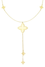 Lange Halskette mit verschiedenen Kleeblatt-Anhängern – Goldfarbe  - Goldfarbefarbe