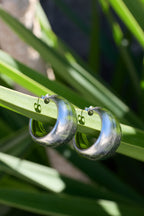 Edelstahl-Creolen, rund, lässig, schlicht, Damenschmuck