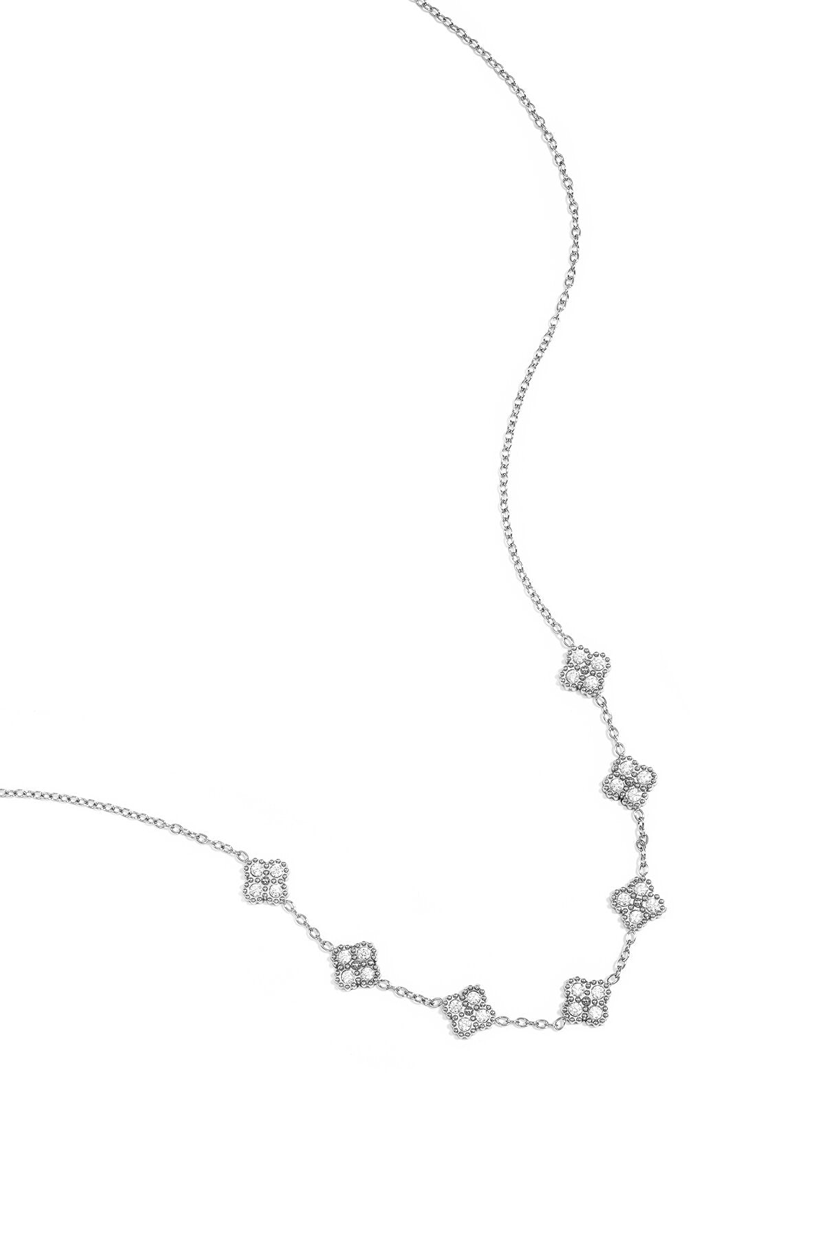 Halskette mit Kleeblättern aus Zirkonia