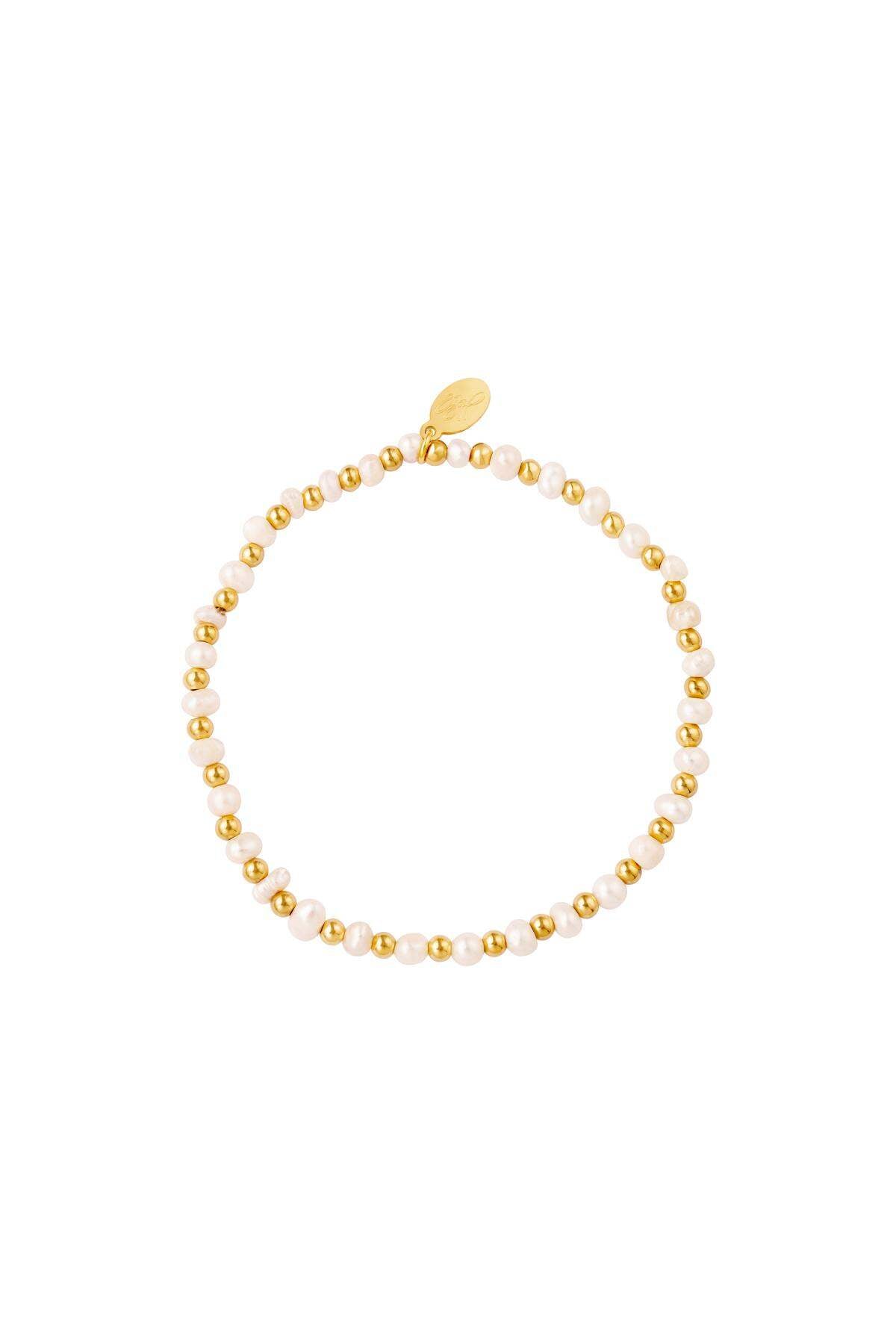 Armband Perlen Goldfarbe Edelstahl