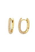 Ohrringe oval mit Zirkonia Goldfarbe Edelstahl
