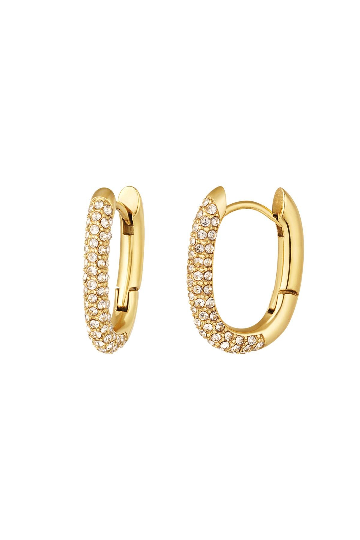 Ohrringe oval mit Zirkonia Goldfarbe Edelstahl