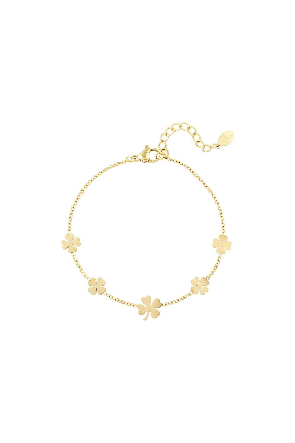 Armband 5 Kleeblätter Goldfarbe Edelstahl