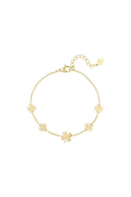 Armband 5 Kleeblätter Goldfarbe Edelstahl
