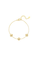 Armband Kleeblatt mit Muster Goldfarbe Edelstahl
