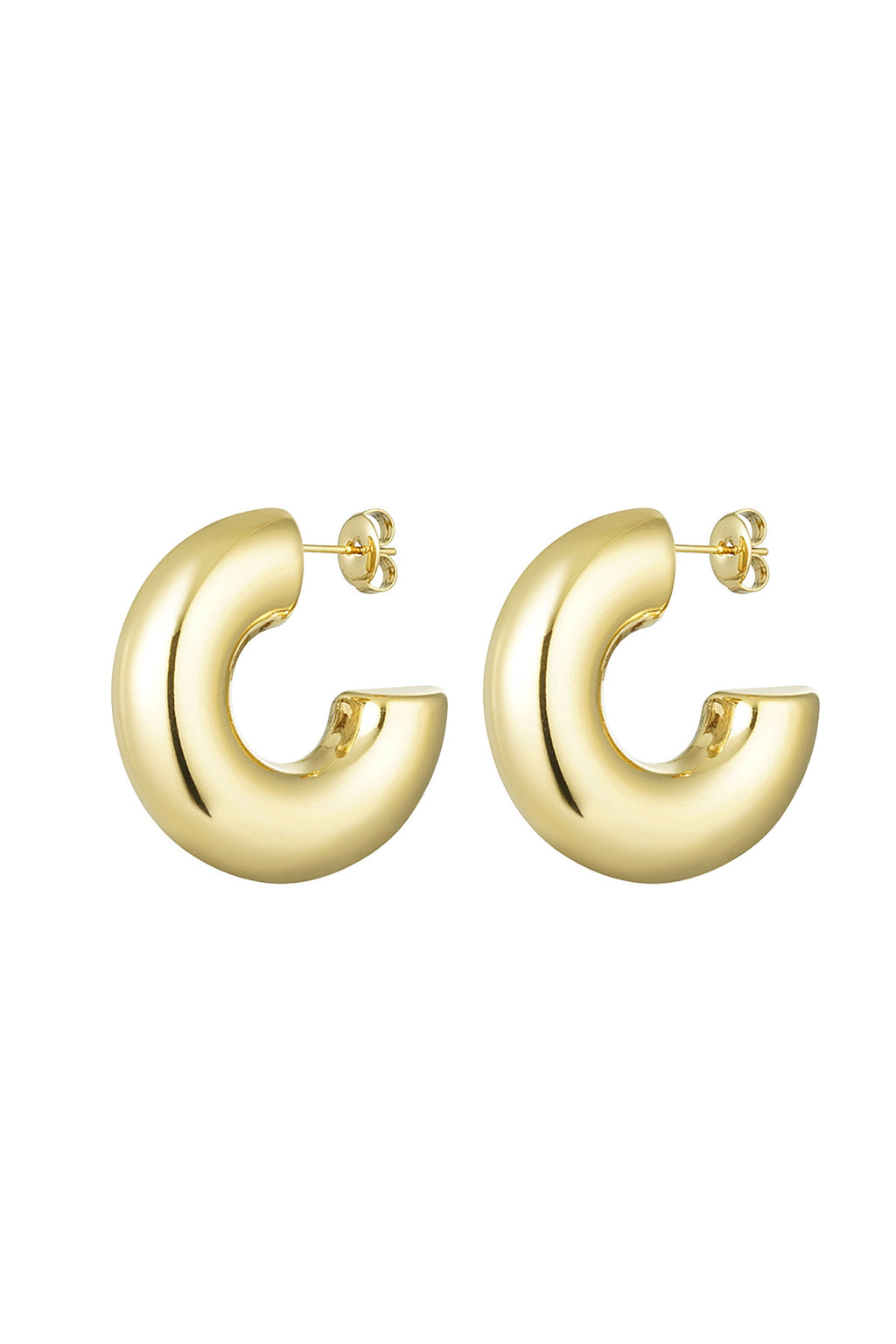 Ohrstecker halbrund Basic groß Goldfarbe Edelstahl