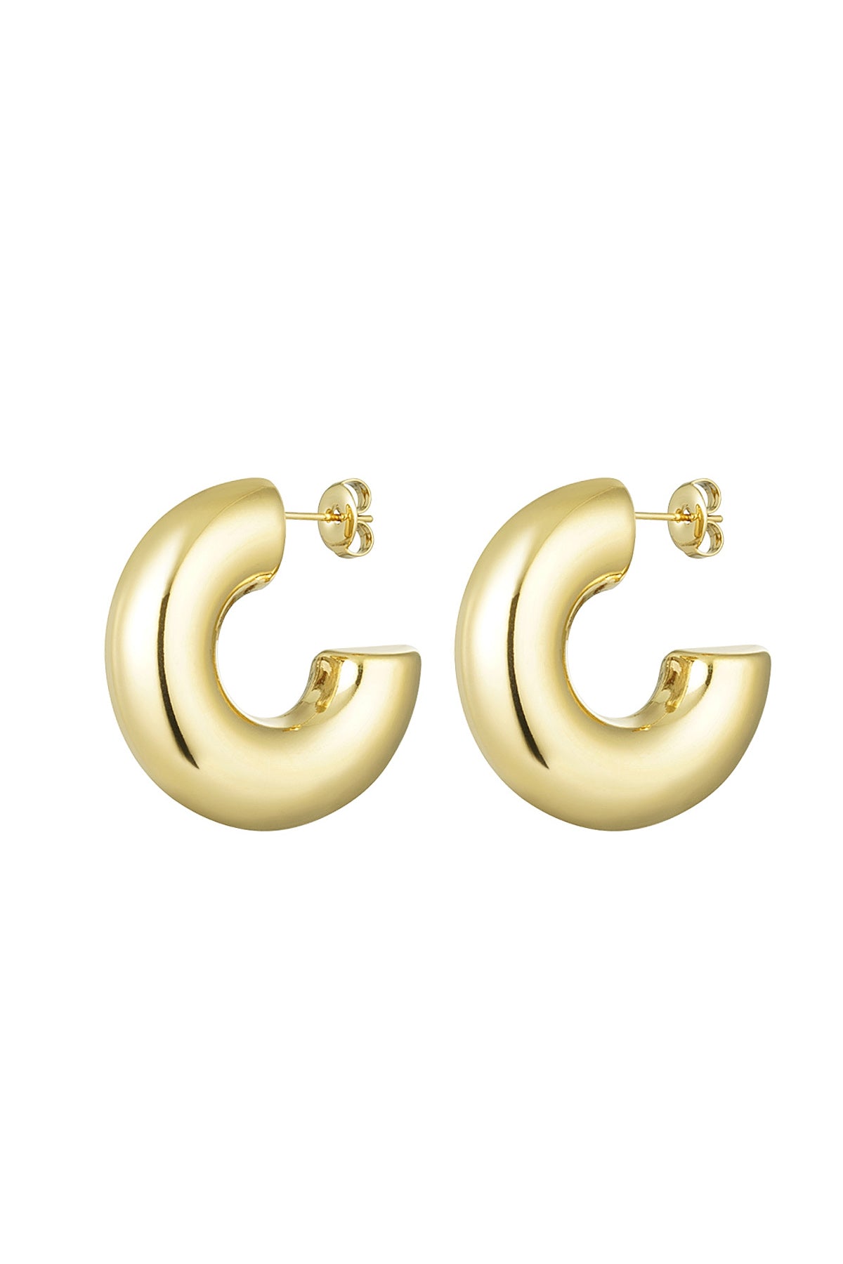 Ohrstecker halbrund Basic groß Goldfarbe Edelstahl
