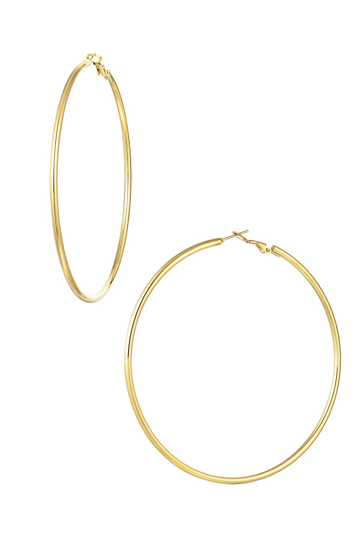 Einfache schmale Creolen – Goldfarbe - Goldfarbefarbe