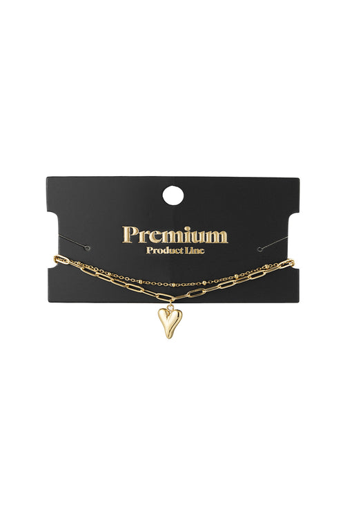 Chic Heart Charm Bracelet in Silver and Gold