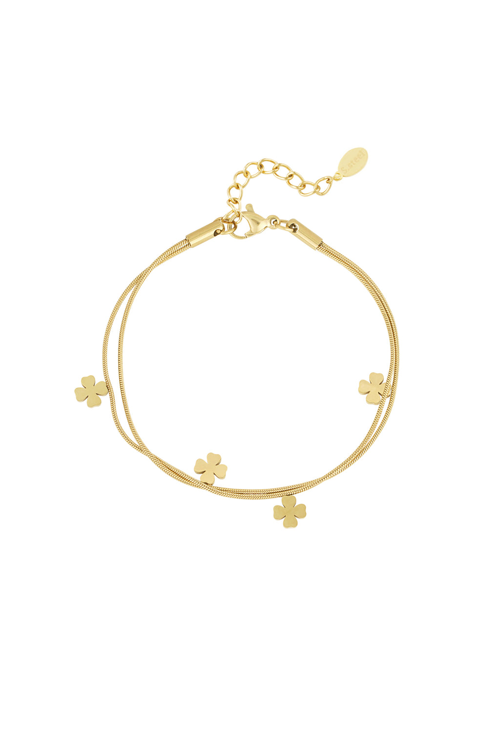 Doppeltes Kleeblatt-Armband - Goldfarben