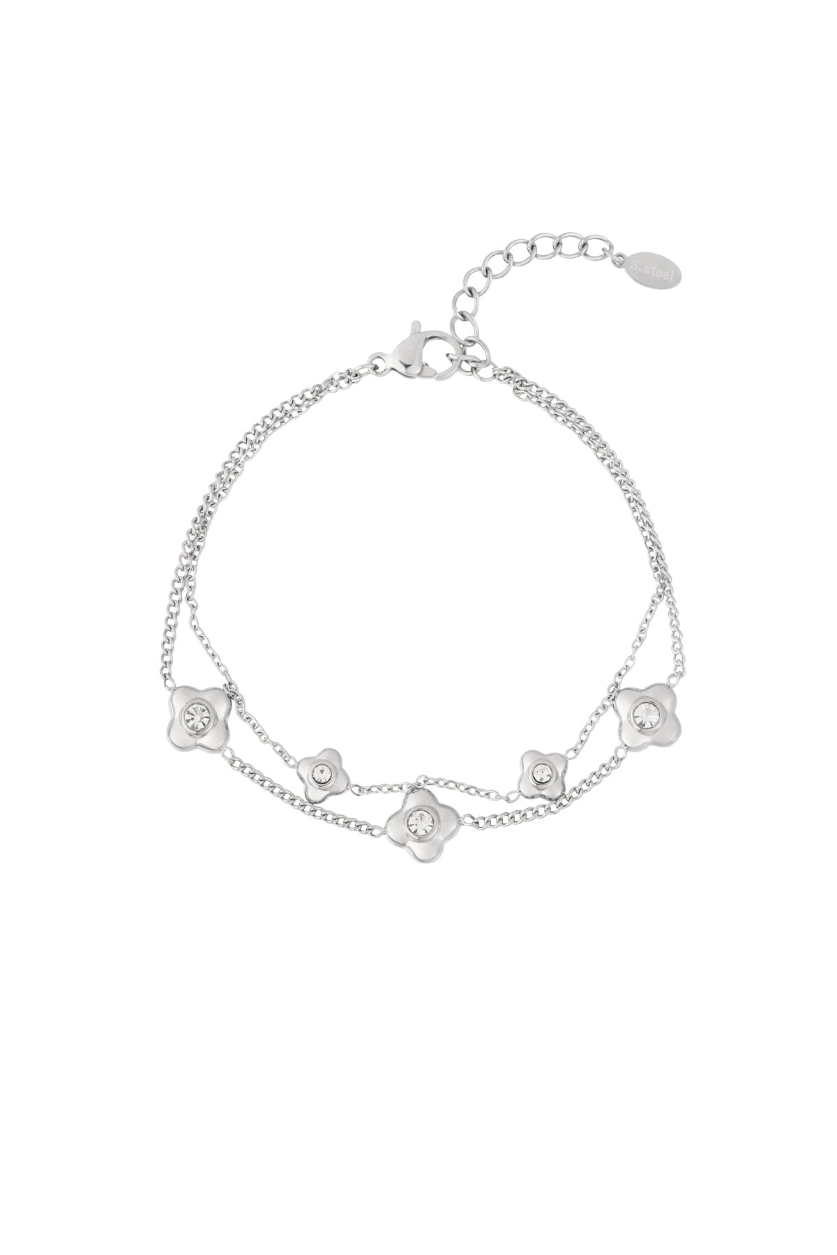 Blumenarmband - Silberfarben