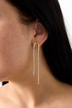 Ohrhänger aus Edelstahl mit Kette, schlicht, ideal für festliche Anlässe/Partys, schlichte Serie, Damenschmuck