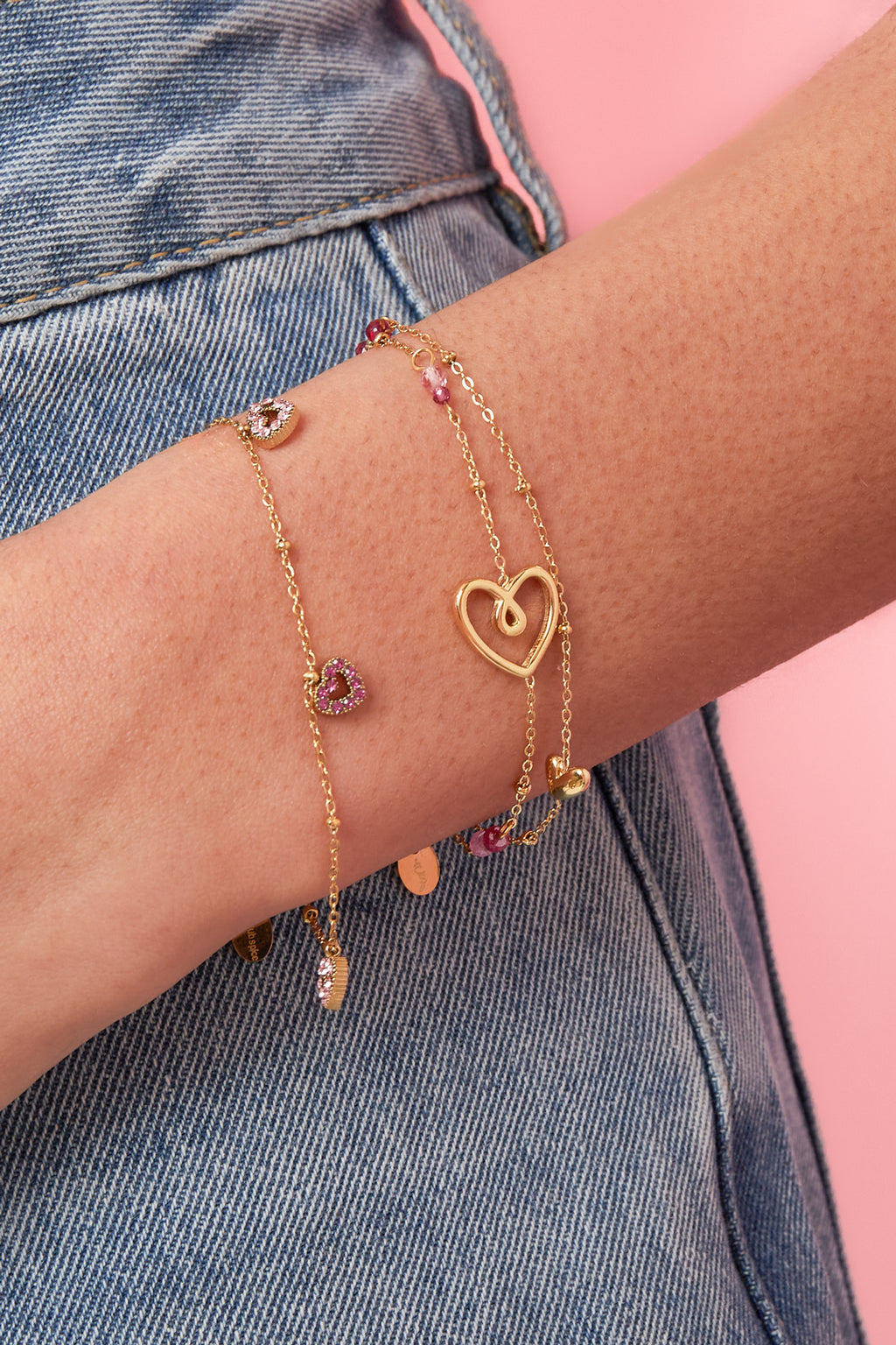 Armband mit verspieltem Herz, Perlen und Perle