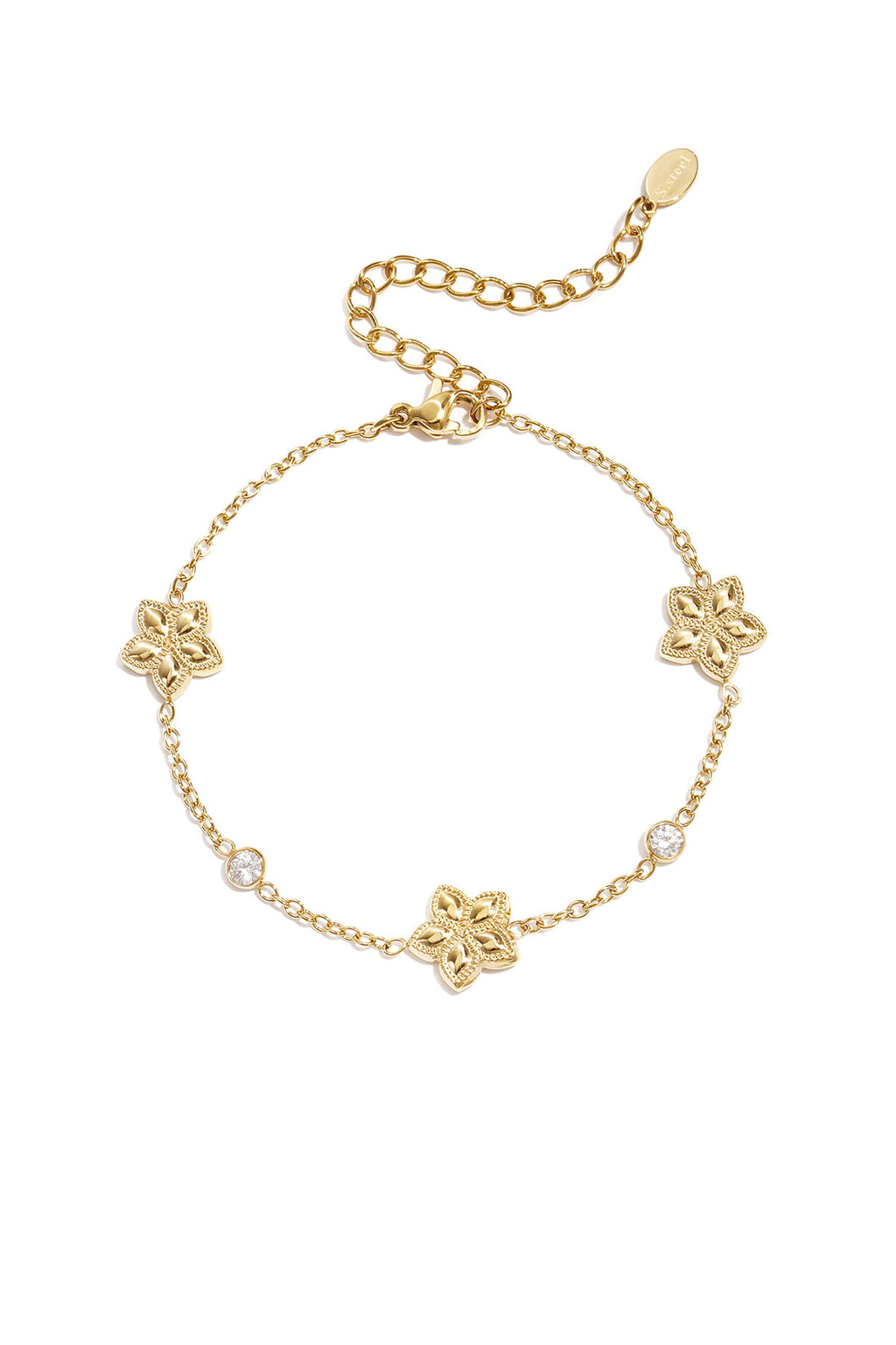 Armband mit abwechselndem Muster aus Blumen und Steinen