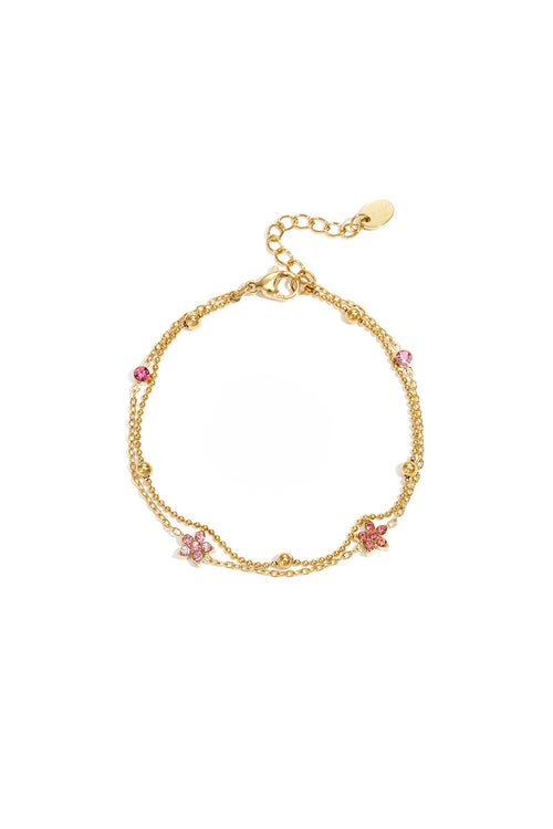 Armband mit farbigen Steinen und Blumen