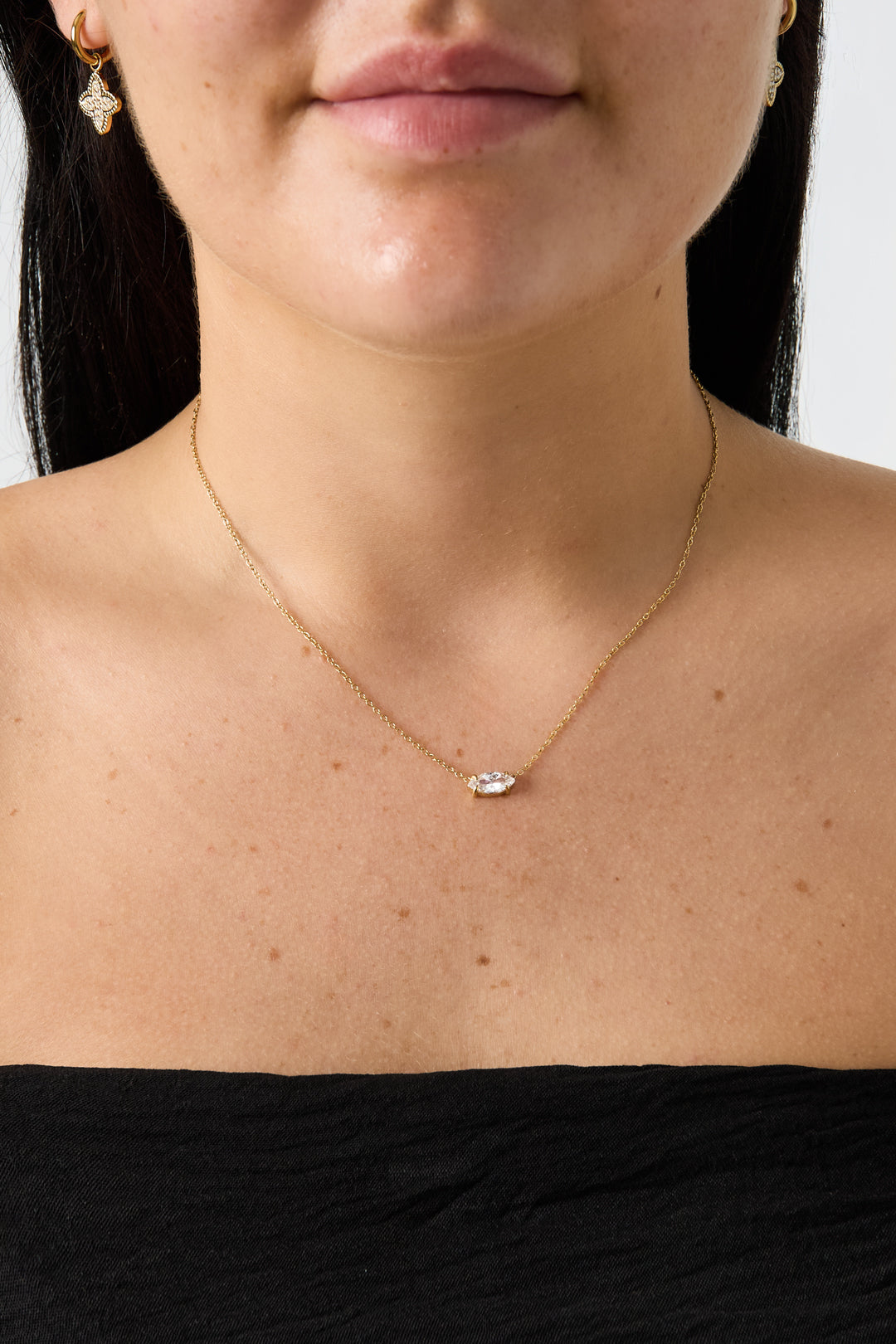 Halsketten mit Anhänger aus Edelstahl, Ellipsenform, schlichte Serie „Alltagsschmuck“, Damenschmuck