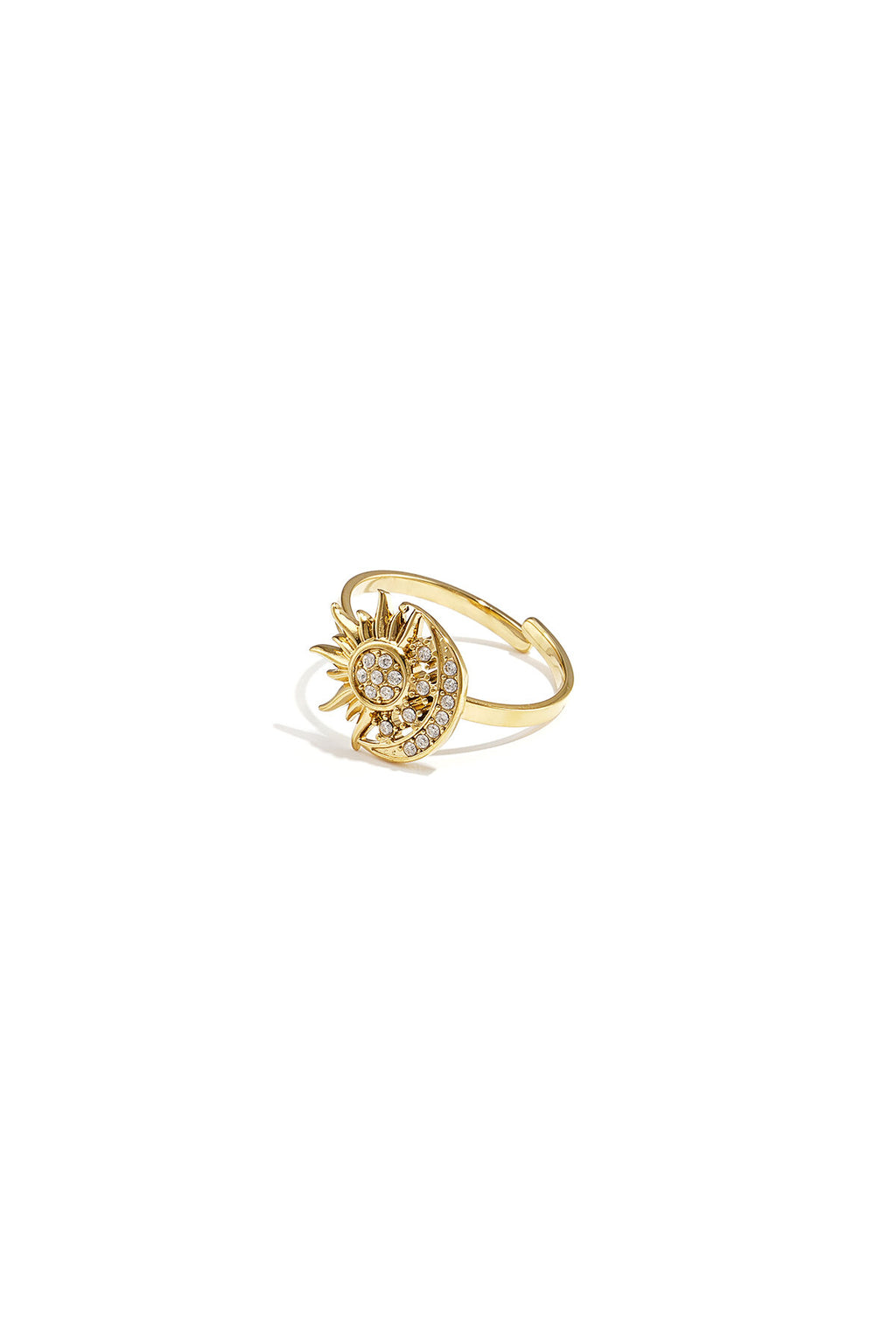Verstellbarer Ring mit herzförmigem Stein und Herz