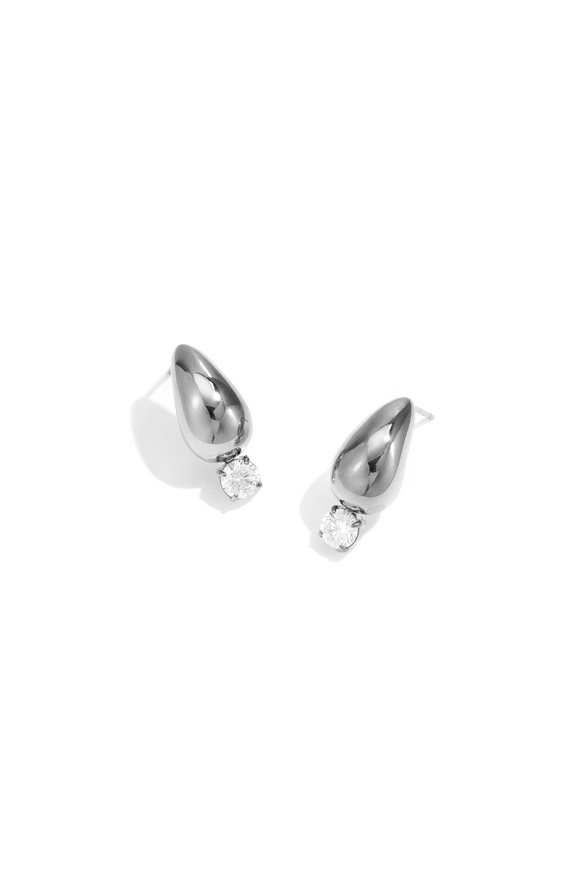 Edelstahl-Ohrstecker, Tropfenform, schlicht, einfach für den Alltag – Damenschmuck