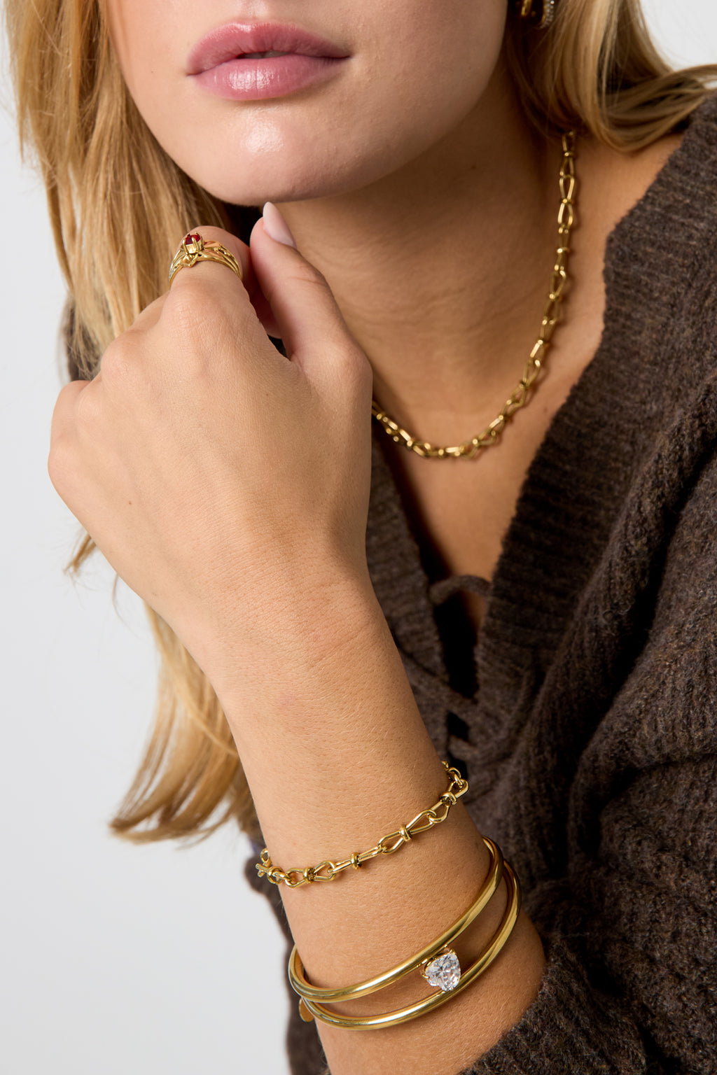 Edelstahl-Kettenarmbänder, schlichte Alltags-Serie, Damenschmuck
