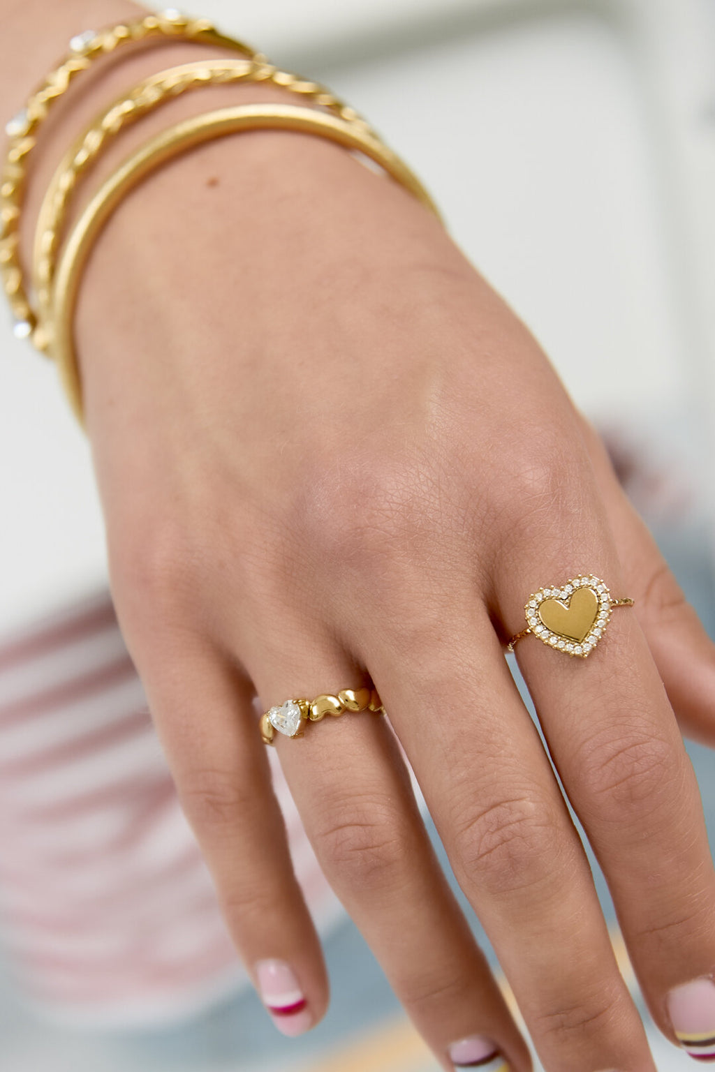 Statement-Ringe aus Edelstahl, Herz, schlichte Alltags-Serie, Damenschmuck