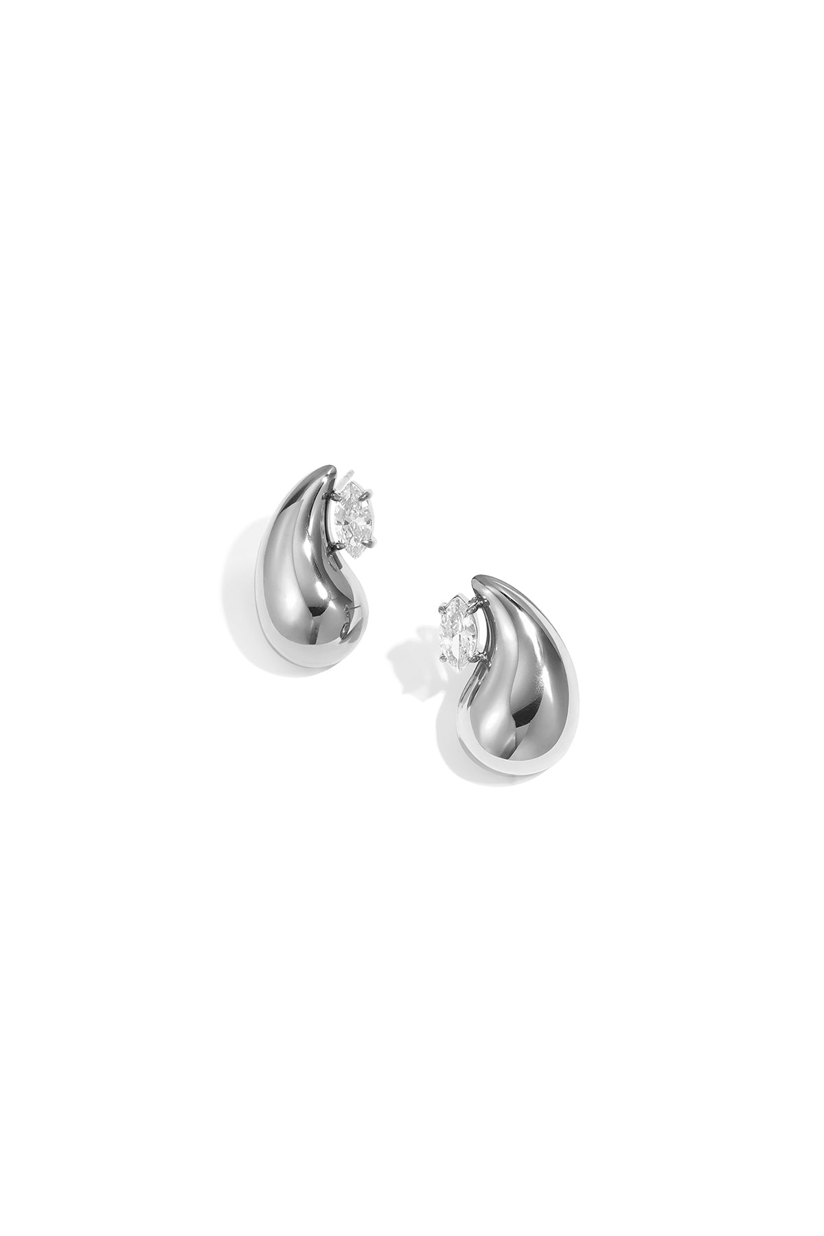 Edelstahl-Ohrstecker, Tropfenform, schlicht, einfach für den Alltag – Damenschmuck