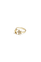 Verstellbarer Ring mit Mond und glänzendem Stern