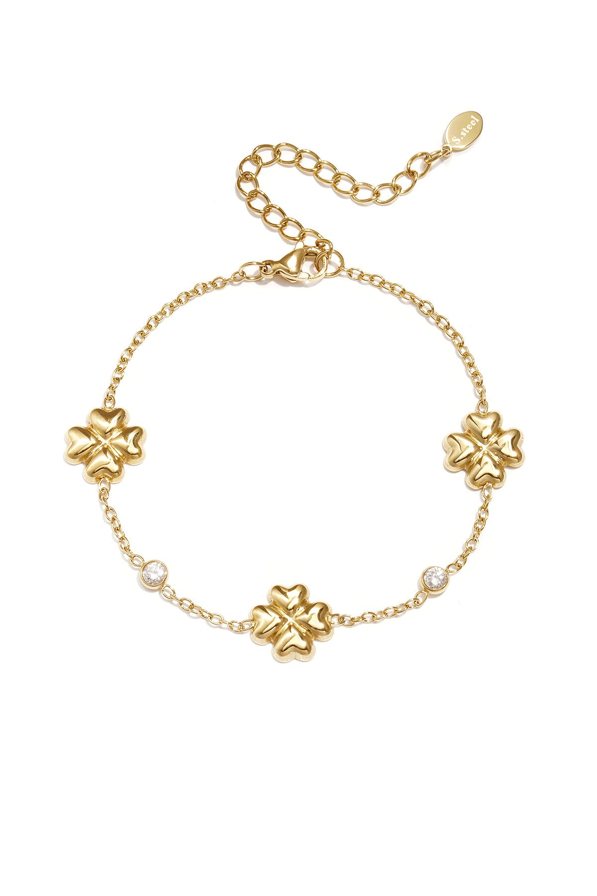 Kleeblatt-Armband mit abwechselnden Steinen