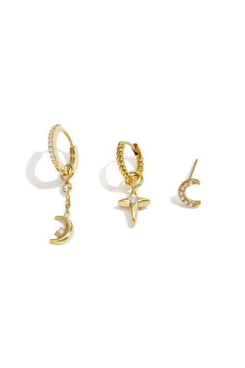 Ohrring-Sets aus Edelstahl, Moon Simple Daily Simple Serie, Damenschmuck