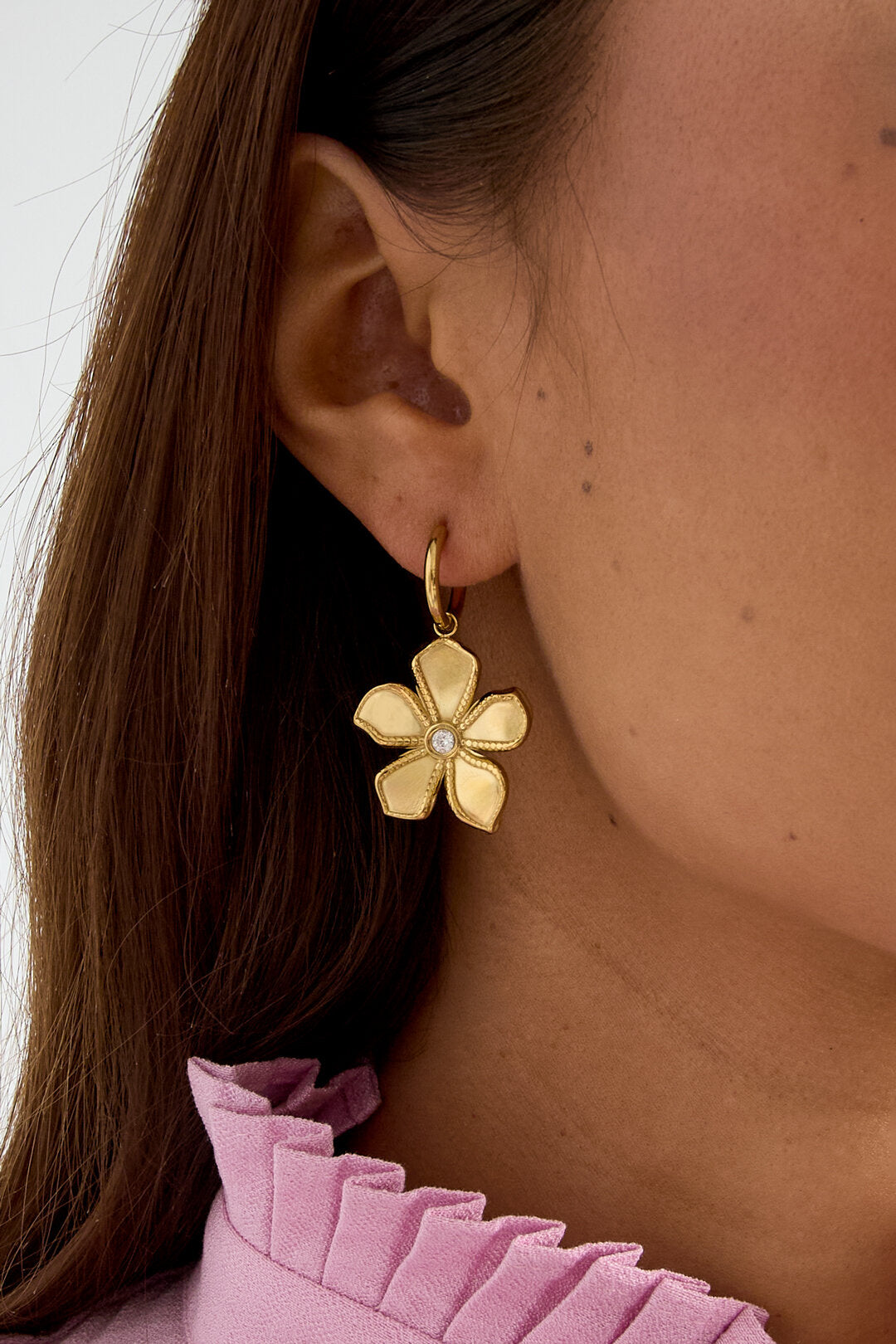 Ohrhänger aus Edelstahl, schlichtes Blumenmuster, schlichte Alltags-Serie, Damenschmuck