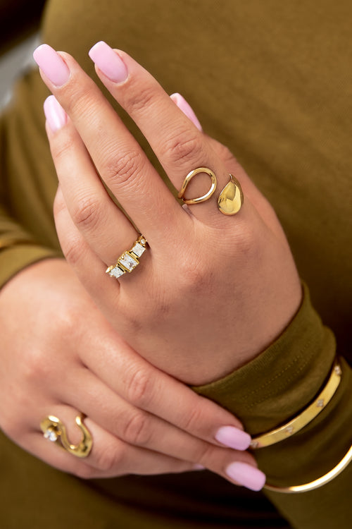 Elegant Minimalist Adjustable Ring - Silver & Gold