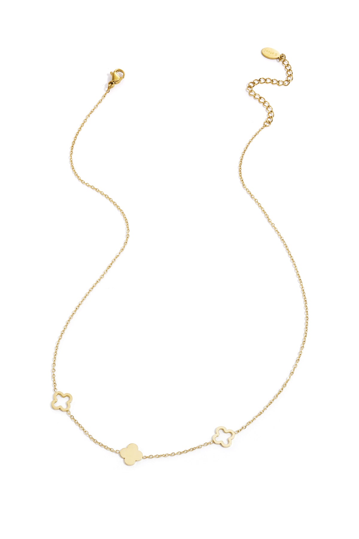 Halskette Klee Goldfarbe Edelstahl
