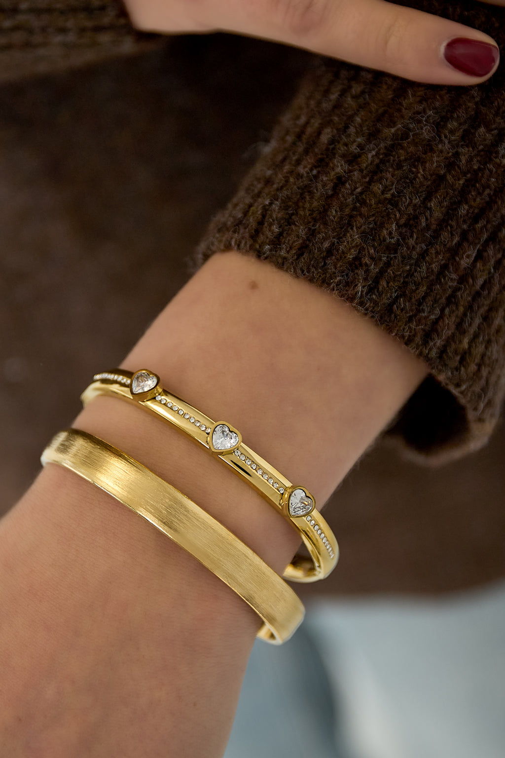 Edelstahl Armreifen Herz Casual Täglich Einfache Serie frauen schmuck